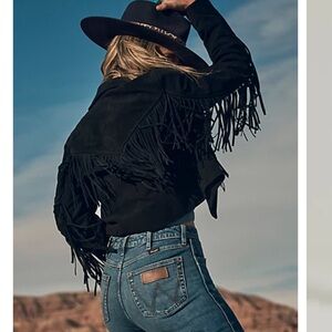 wrangler black fringe jacket